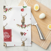 Frohe Weihnachten Personalisiert Winter Deer Patte Geschirrtuch (Viertel Falte)