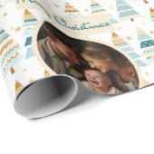 Frohe Weihnachten Personalisierte Foto Bäume Muste Geschenkpapier (Rolleneckpunkt)