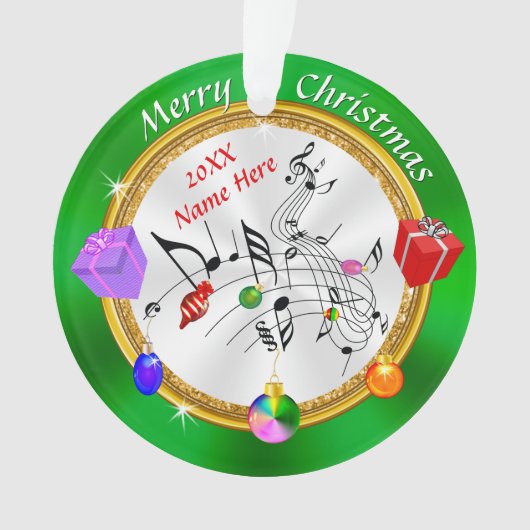 Frohe Weihnachten Personalisierte Musical Note Orn Ornament (Vorderseite)