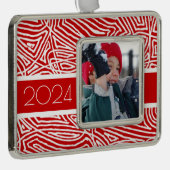 Frohe Weihnachten Personalisierte Ornament Rahmen-Ornament Silber (Rechts)