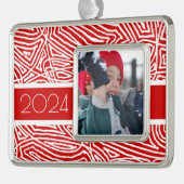 Frohe Weihnachten Personalisierte Ornament Rahmen-Ornament Silber (Links)