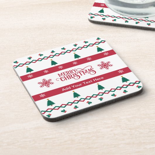 Frohe Weihnachten Personalisierte Untersetzer Set (Linke Seite)