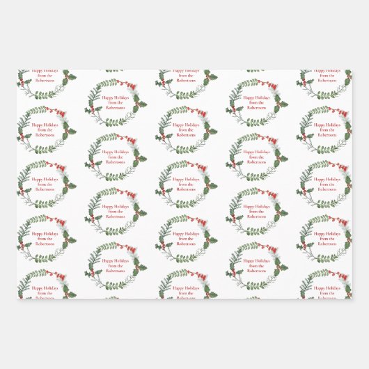 Frohe Weihnachten Personalisierten Urlaub Grünen Geschenkpapier Set (Vorderseite 2)