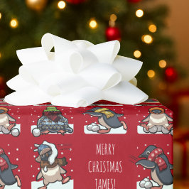 Frohe Weihnachten Personalisierten Xmas Pinguin Ca Geschenkpapier