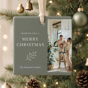 Frohe Weihnachten Personalisierter Familienfoto Mo Keramikornament