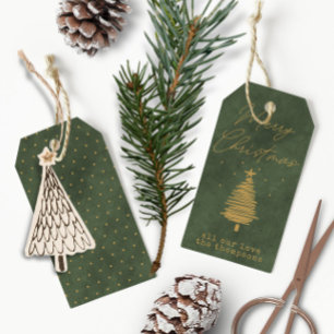 Frohe Weihnachten • Personalisierter grüner Samt Geschenkanhänger
