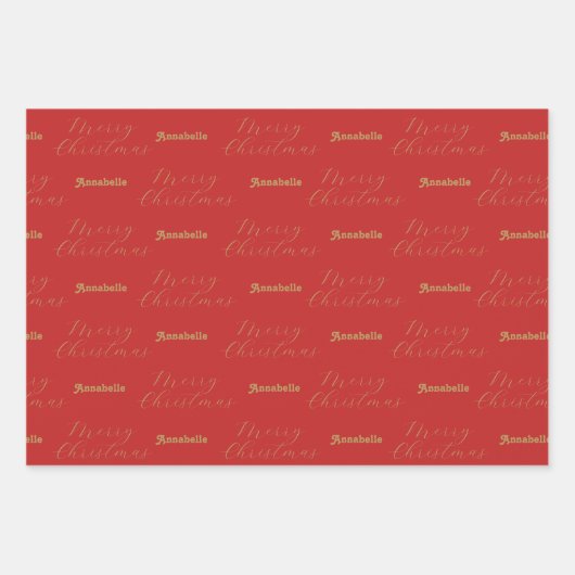 Frohe Weihnachten Personalisierter Name, glücklich Geschenkpapier Set (Vorderseite 2)