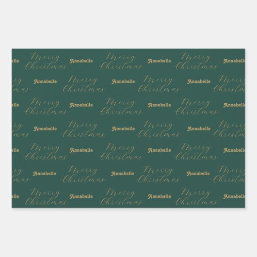 Frohe Weihnachten Personalisierter Name, glücklich Geschenkpapier Set (Vorderseite)