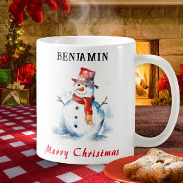 Frohe Weihnachten Personalisierter Schneemann Kaffeetasse