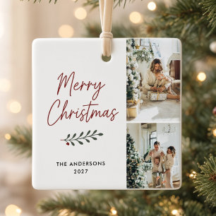 Frohe Weihnachten Personalisiertes Familien-Multi- Keramikornament