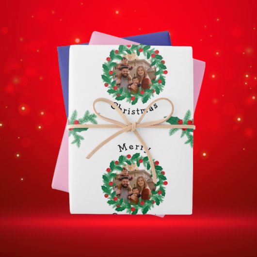 Frohe Weihnachten Personalisiertes Foto Geschenkpapier Set