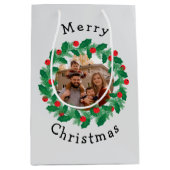 Frohe Weihnachten personalisiertes Foto Mittlere Geschenktüte (Vorderseite)