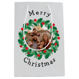 Frohe Weihnachten personalisiertes Foto Mittlere Geschenktüte