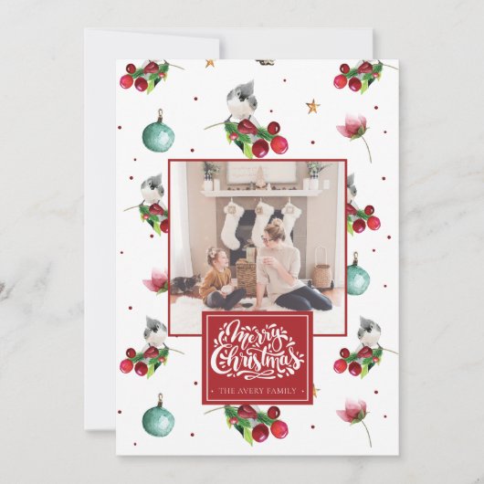 Frohe Weihnachten Personalisiertes Foto Winter Bir (Vorderseite)