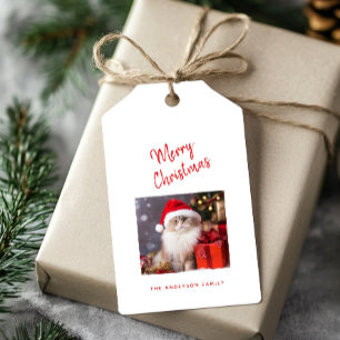 Frohe Weihnachten Personalisiertes Katzenfoto Feie Geschenkanhänger