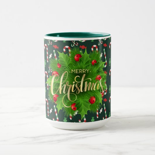 Frohe Weihnachten Pfefferminzstäbe Tasse (Zentrum)