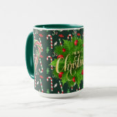 Frohe Weihnachten Pfefferminzstäbe Tasse (Vorderseite Links)