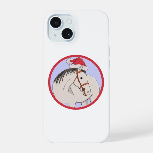 Frohe Weihnachten Pferd iPhone 15 Hülle (Rückseite)