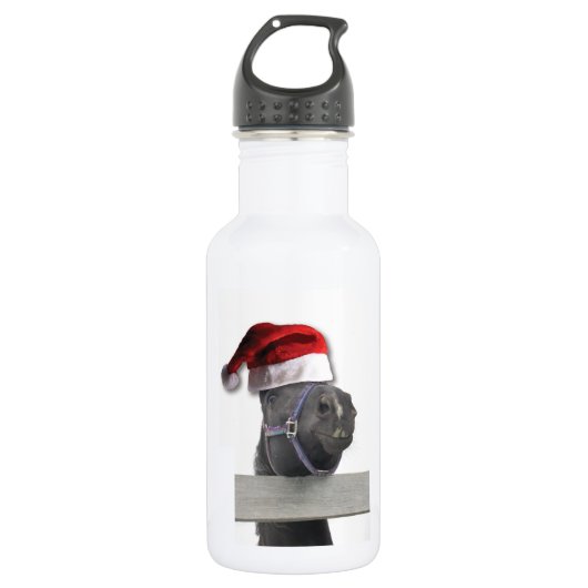 Frohe Weihnachten Pferd Trinkflasche (Vorderseite)