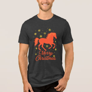 Frohe Weihnachten Pferdesilhouette Tri-Blend Shirt