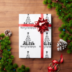 Frohe Weihnachten Pfotenbaum Hunde Liebhaber Katze Geschenkpapier