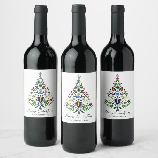 Frohe Weihnachten - phantastischer Kaschubischer W Weinetikett (Flaschen)