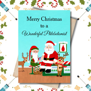 Frohe Weihnachten Phlebotomist Santa und Rentiere Karte