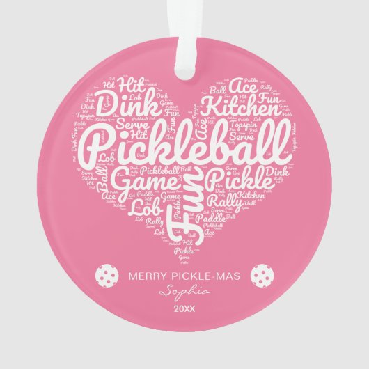 Frohe Weihnachten Pickleball Word Art Personalisie Ornament (Rückseite)