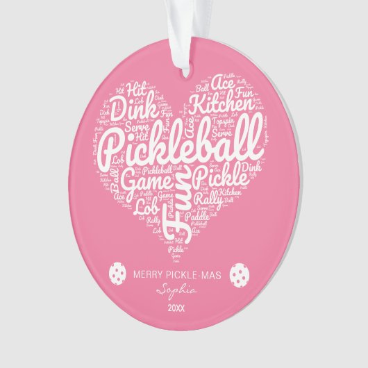 Frohe Weihnachten Pickleball Word Art Personalisie Ornament (Vorderseite)