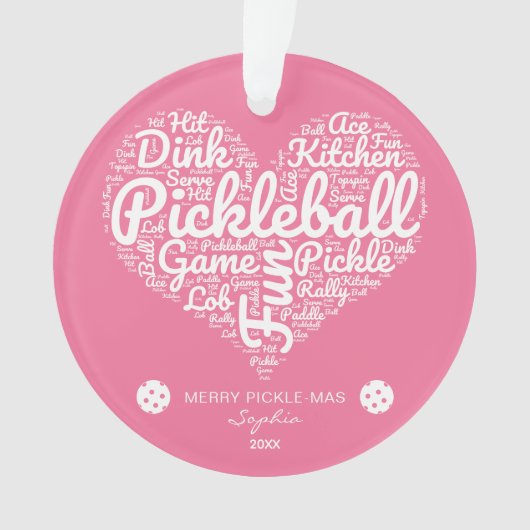 Frohe Weihnachten Pickleball Word Art Personalisie Ornament (Vorderseite)