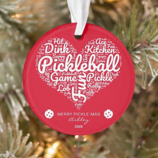 Frohe Weihnachten Pickleball Word Art Personalisie Ornament (Baum)