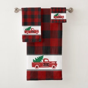 Frohe Weihnachten Pickup und Baum Badetuch-Set Badhandtuch Set