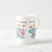 Frohe Weihnachten Pig Bone China Tasse (Vorderseite Rechts)