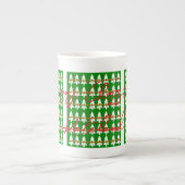 Frohe Weihnachten Pig Bone China Tasse Grün (Vorderseite)