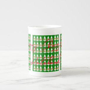 Frohe Weihnachten Pig Bone China Tasse Grün