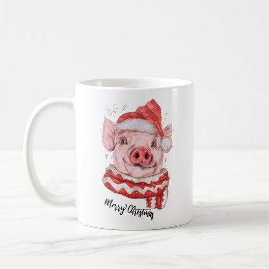 Frohe Weihnachten Pig Personalisiert Kaffee Tasse (Links)