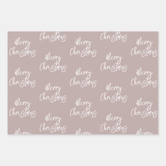 Frohe Weihnachten Pine Berries Muster Blush Geschenkpapier Set (Vorderseite 3)