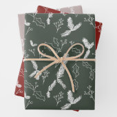 Frohe Weihnachten Pine Berries Muster Red Green Geschenkpapier Set (Beispiel)