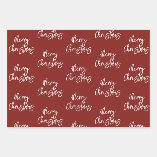 Frohe Weihnachten Pine Berries Muster Red Wrapping Geschenkpapier Set (Vorderseite 3)