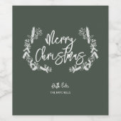 Frohe Weihnachten Pine Berry Verlasse Green Weinetikett (Einzelnes Label)