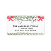 Frohe Weihnachten Pine Garland Rücksendeadresse Adressaufkleber (Vorne)