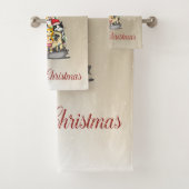 Frohe Weihnachten, Pine Tree Cats Schneeflocken Badhandtuch Set (Insitu)