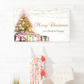 Frohe Weihnachten, Pine Tree Presents, String Ligh Banner (Insitu)