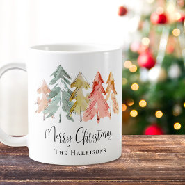 Frohe Weihnachten Pine Tree Wasserfarbenurlaub Kaffeetasse