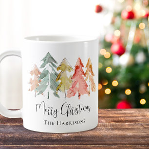 Frohe Weihnachten Pine Tree Wasserfarbenurlaub Kaffeetasse
