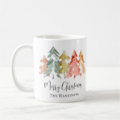 Frohe Weihnachten Pine Tree Wasserfarbenurlaub Kaffeetasse (Links)