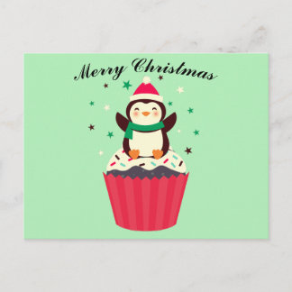 Frohe Weihnachten Pinguin-Cupcake-Grußkarte Postkarte