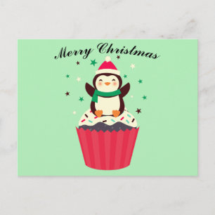 Frohe Weihnachten Pinguin Cupcake Postkarte