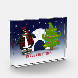 Frohe Weihnachten! Pinguin   Einrichtung der Ferie Fotoblock