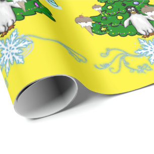 Frohe Weihnachten Pinguin Gelbes Geschenkpapier